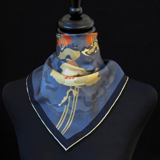 Secret of the Moon Flower | Aquarius Collection. Hand Rolled Silk Square