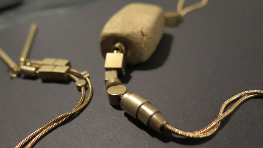 Gold dust stone column pendant | Raw brass | Gold plate | Adjustable snake chain necklace | 01 | Luxury gift box included