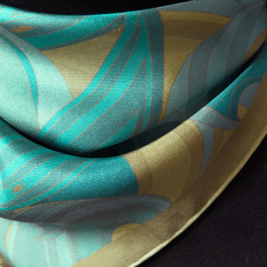 Image of Jade Meridian | Piscea | Aquarius Collection | Pure Silk Scarf | Jade Meridian | Hand Rolled Silk Scarf | Made in England 9