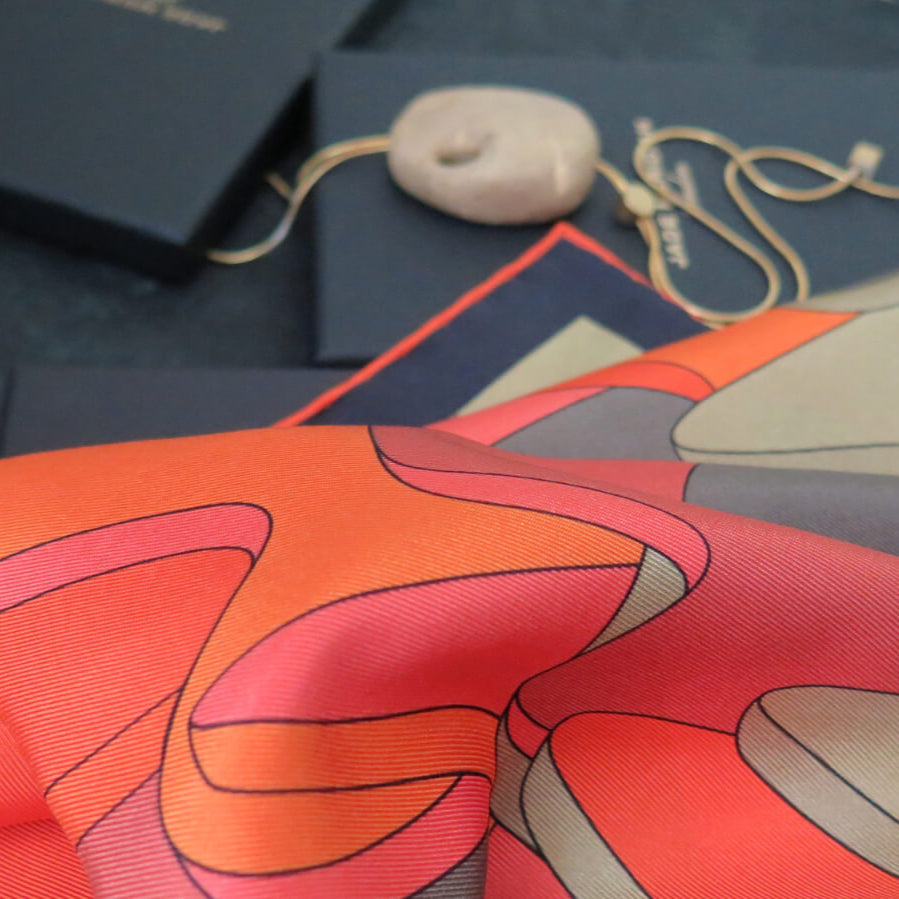 Mars Dusk | Aquarius Collection. Hand Rolled Silk Square