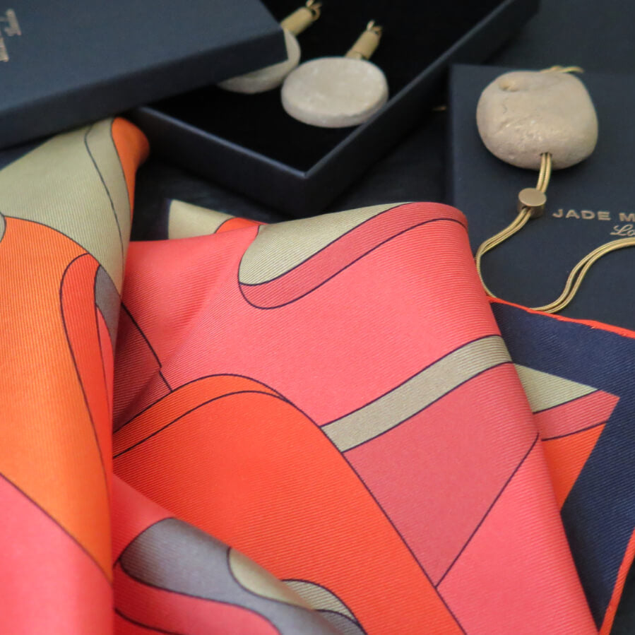 Mars Dusk | Aquarius Collection. Hand Rolled Silk Square