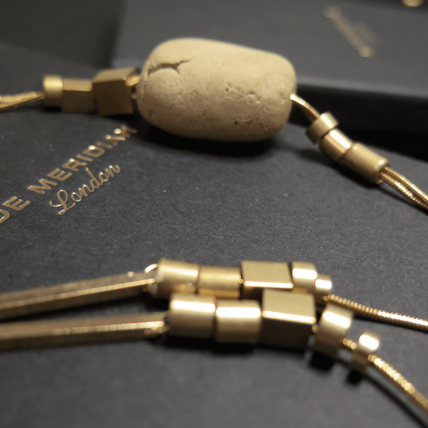 Neolithic series | Natural Stone | Adjustable snake chain necklace with sculpted pendant