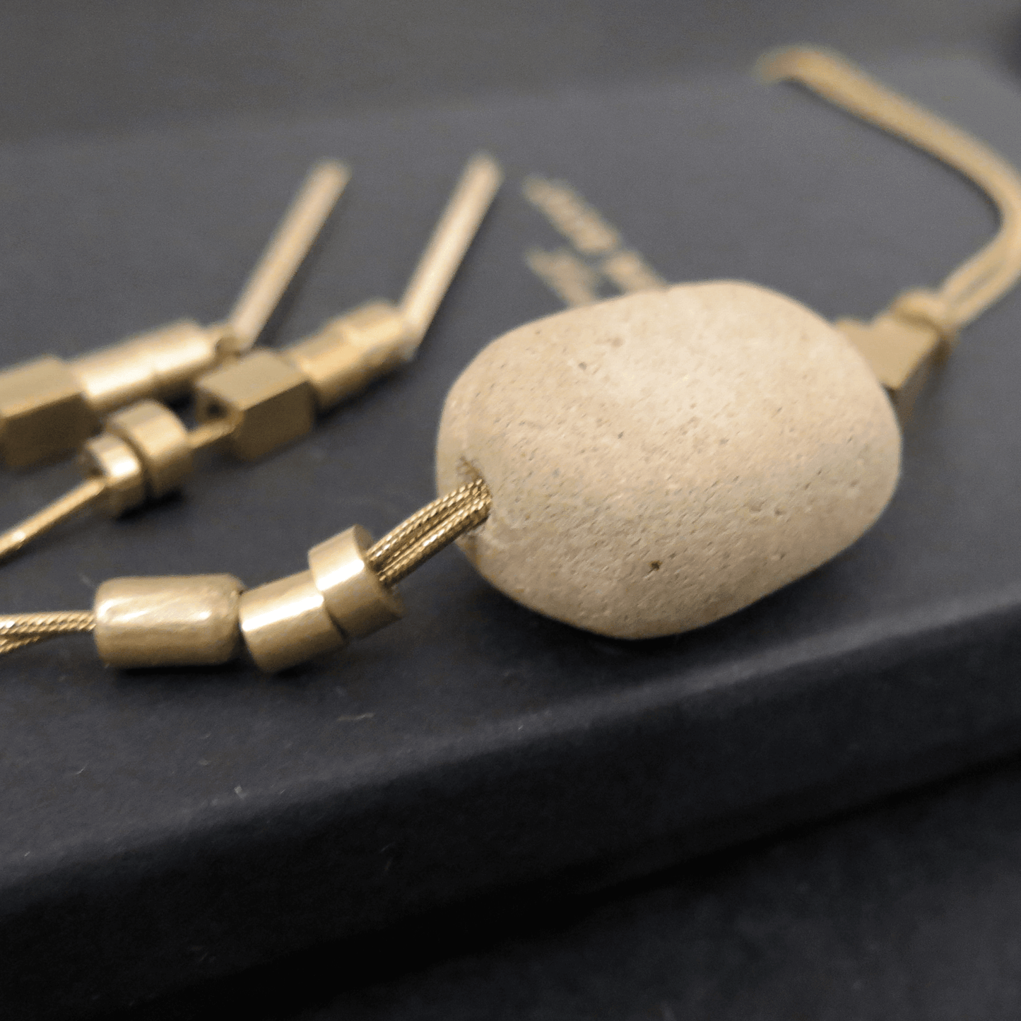 Neolithic series | Natural Stone | Adjustable snake chain necklace with sculpted pendant