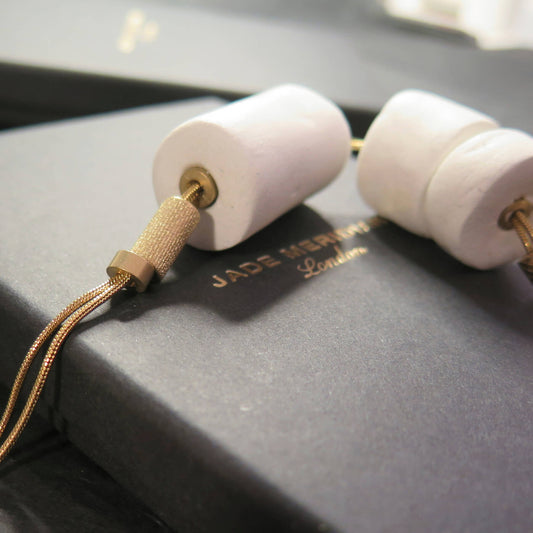 White stone tubular stack | Adjustable length snake chain necklace with brass detailing