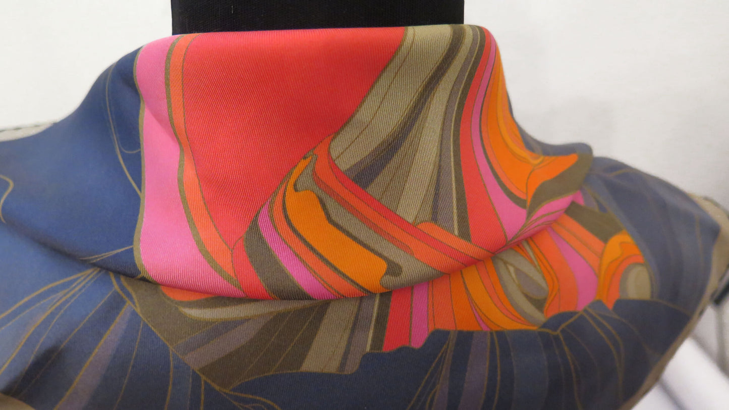 Moon Rising 2 | Aquarius Collection. Hand Rolled Silk Square