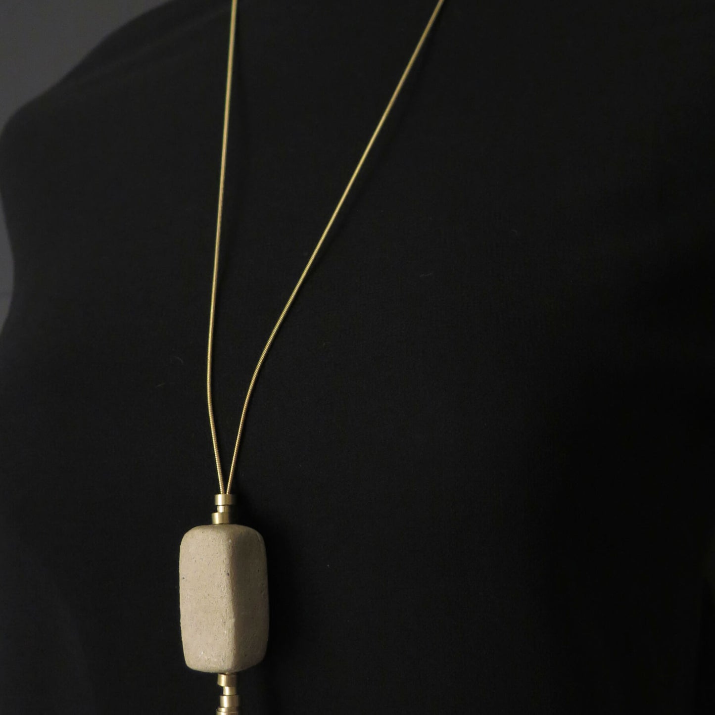 Natural stone squared column | Adjustable gold snake chain necklace with brass detailing