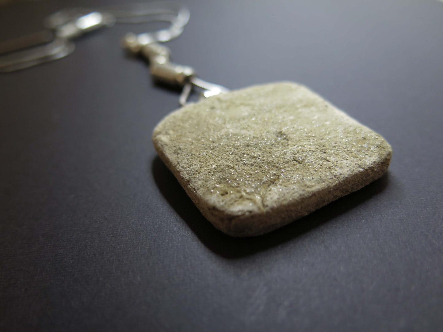 Wild Stone tablet pendant on adjustable length snake chain necklace