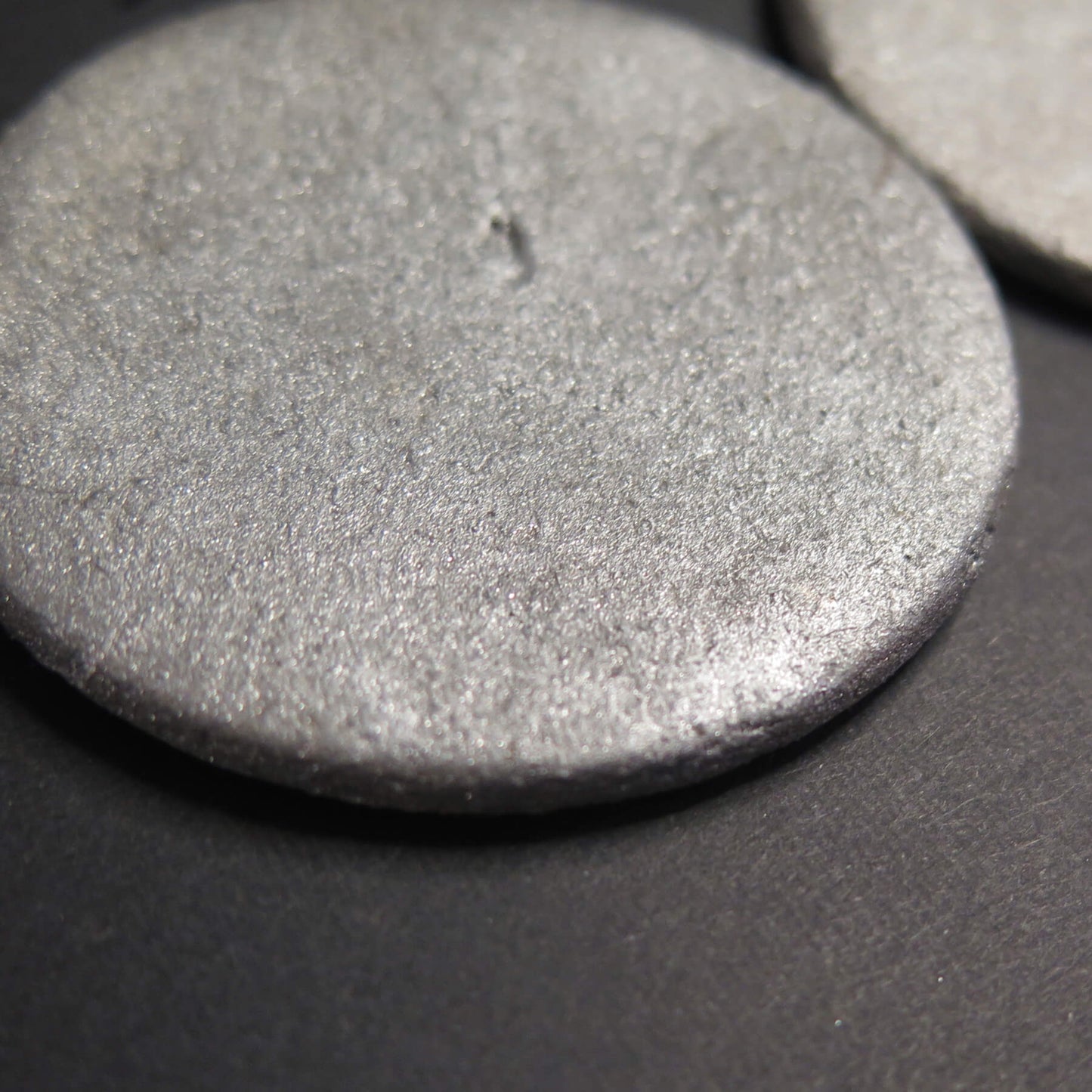 Silver stone large coin earrings with detailing