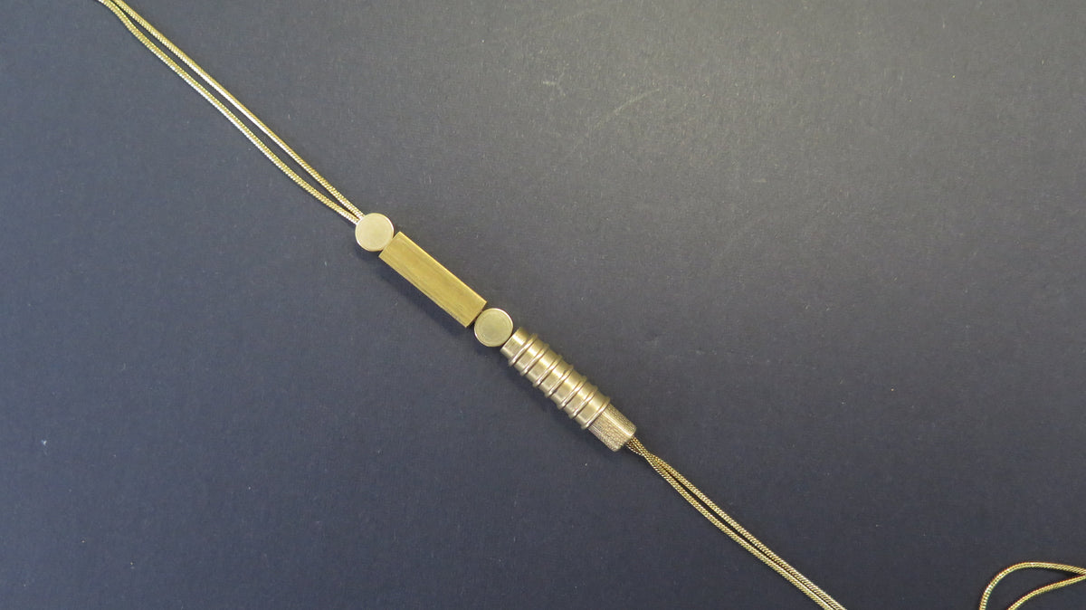 Origins Gold #3 Raw Brass & Gold Plate | Adjustable length necklace with solid bar ends