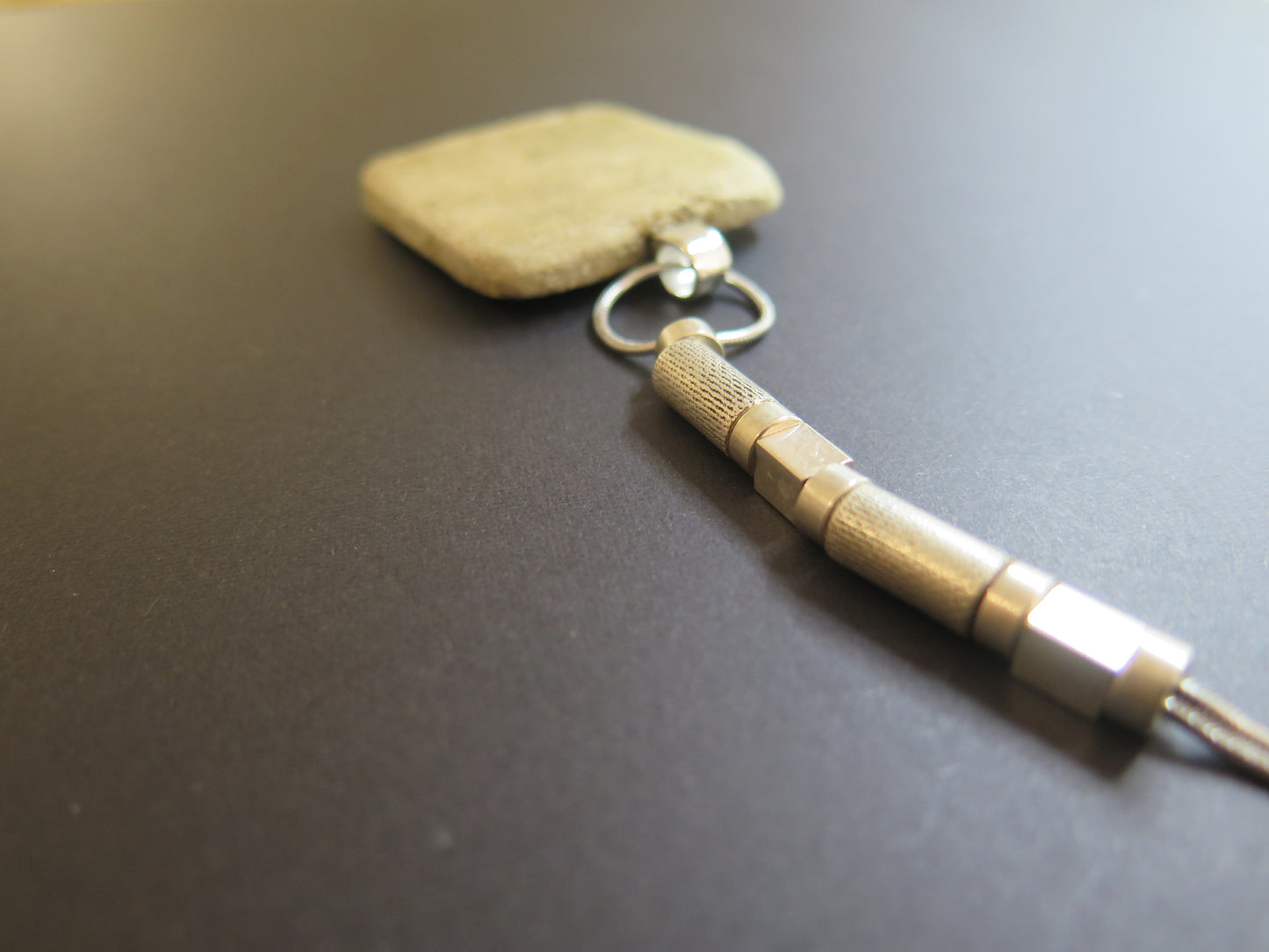 Wild stone slab pendant | Stainless steel | Silver plate | Adjustable snake chain necklace | 01 | Luxury gift box included