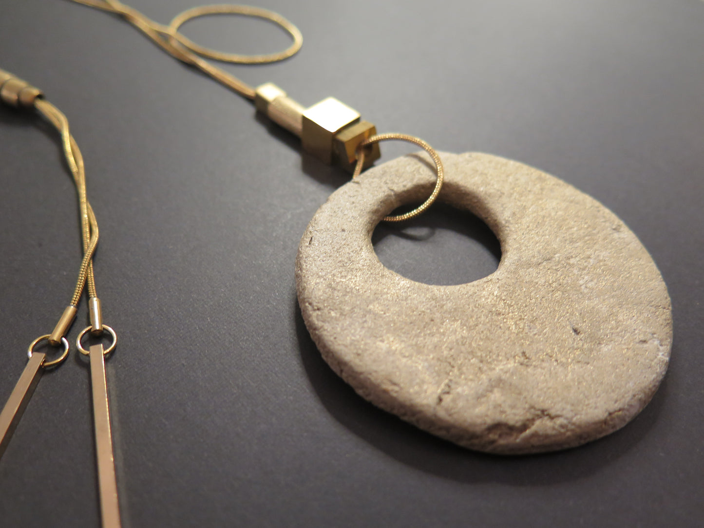 Wild stone eclipse pendant | Raw brass | Gold plate | Adjustable snake chain necklace | 03 | Luxury gift box included