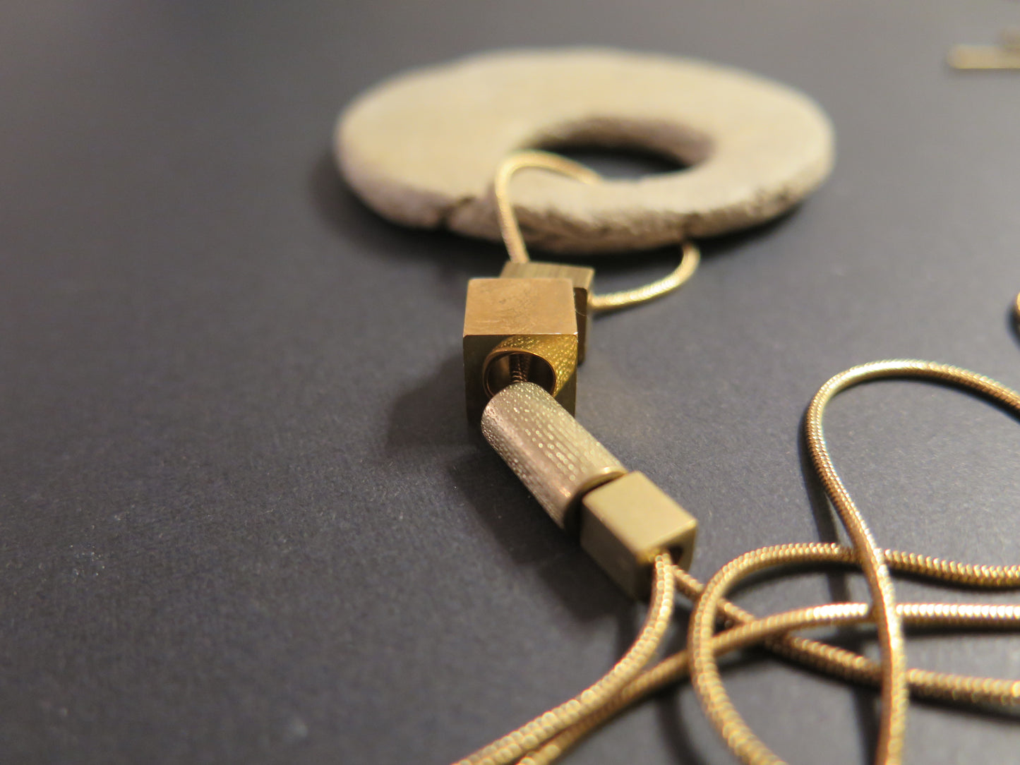 Wild stone eclipse pendant | Raw brass | Gold plate | Adjustable snake chain necklace | 03 | Luxury gift box included