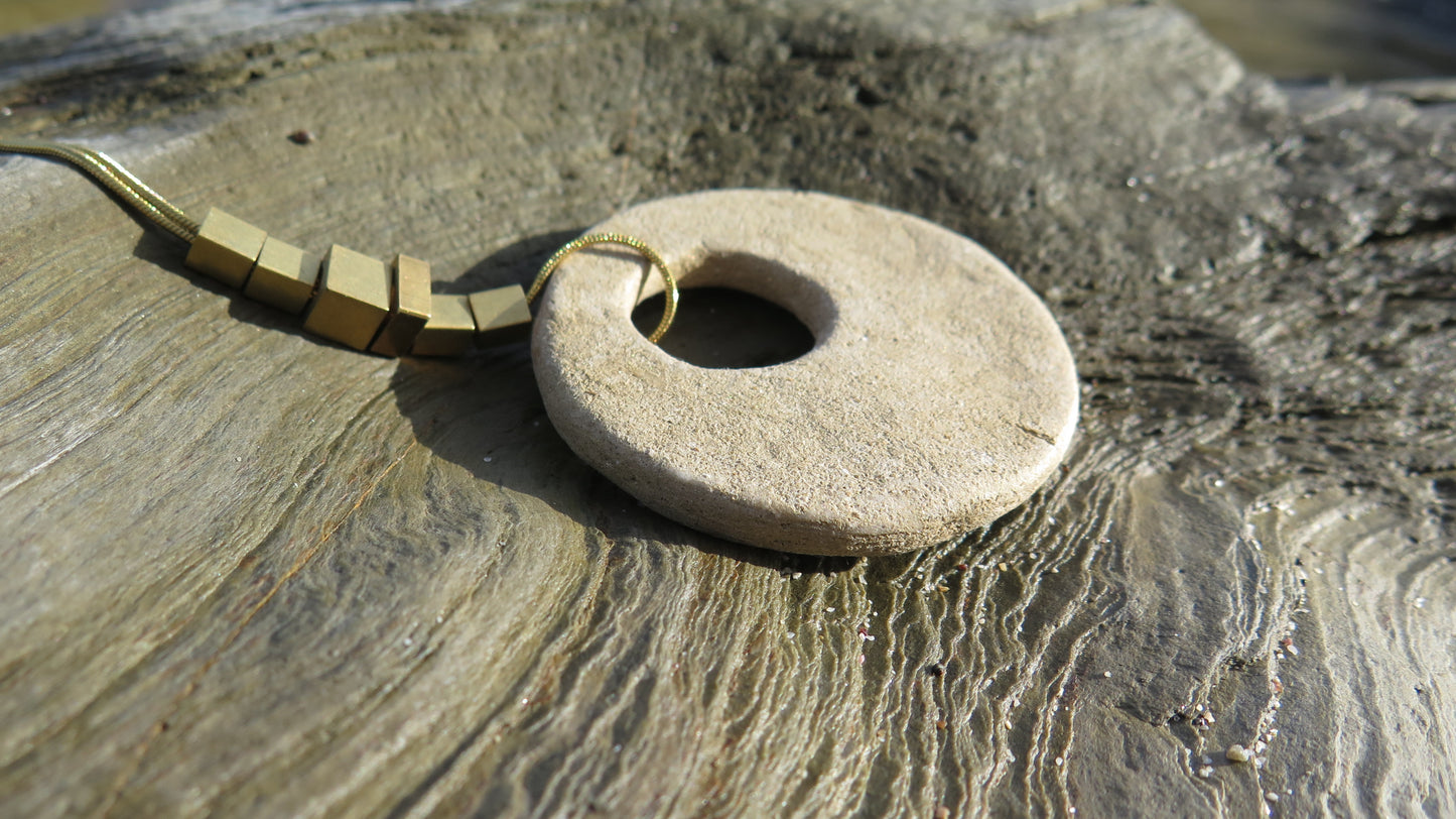 Wild stone eclipse pendant | Raw brass | Gold plate | Adjustable snake chain necklace | 01 | Luxury gift box included