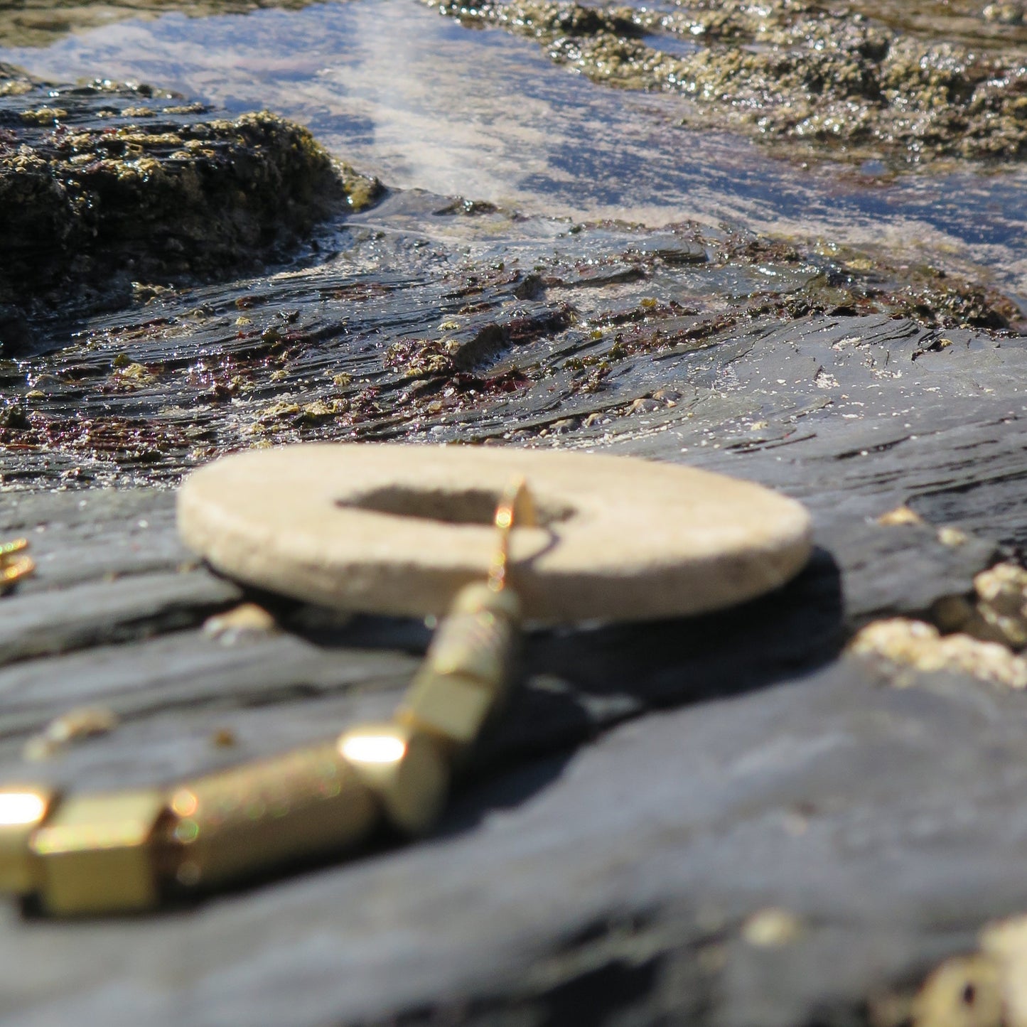 Wild stone eclipse pendant | Raw brass | Gold plate | Adjustable snake chain necklace | 02 | Luxury gift box included