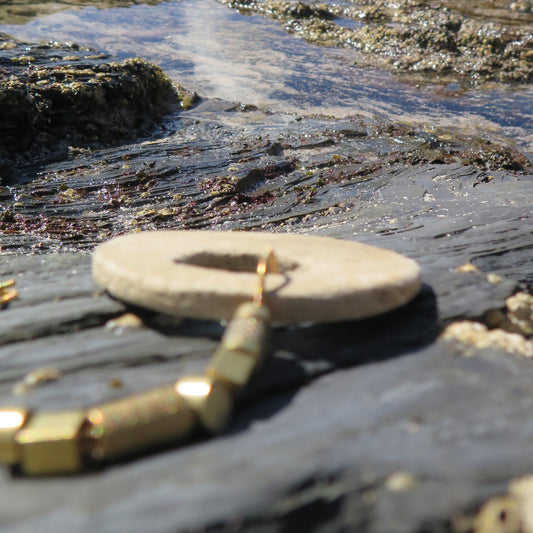 Wild stone eclipse pendant | Raw brass | Gold plate | Adjustable snake chain necklace | 02 | Luxury gift box included