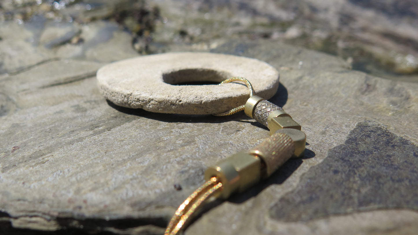 Wild stone eclipse pendant | Raw brass | Gold plate | Adjustable snake chain necklace | 02 | Luxury gift box included