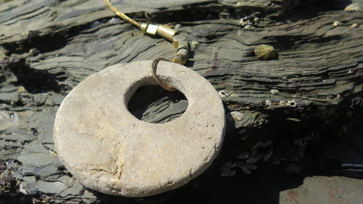 Wild stone eclipse pendant | Raw brass | Gold plate | Adjustable snake chain necklace | 02 | Luxury gift box included