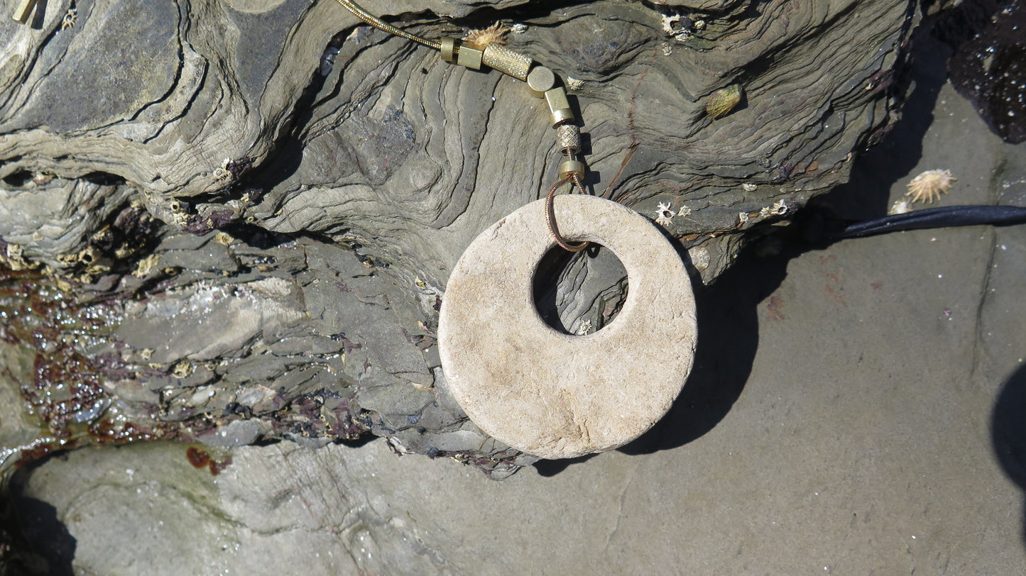 Wild stone eclipse pendant | Raw brass | Gold plate | Adjustable snake chain necklace | 02 | Luxury gift box included