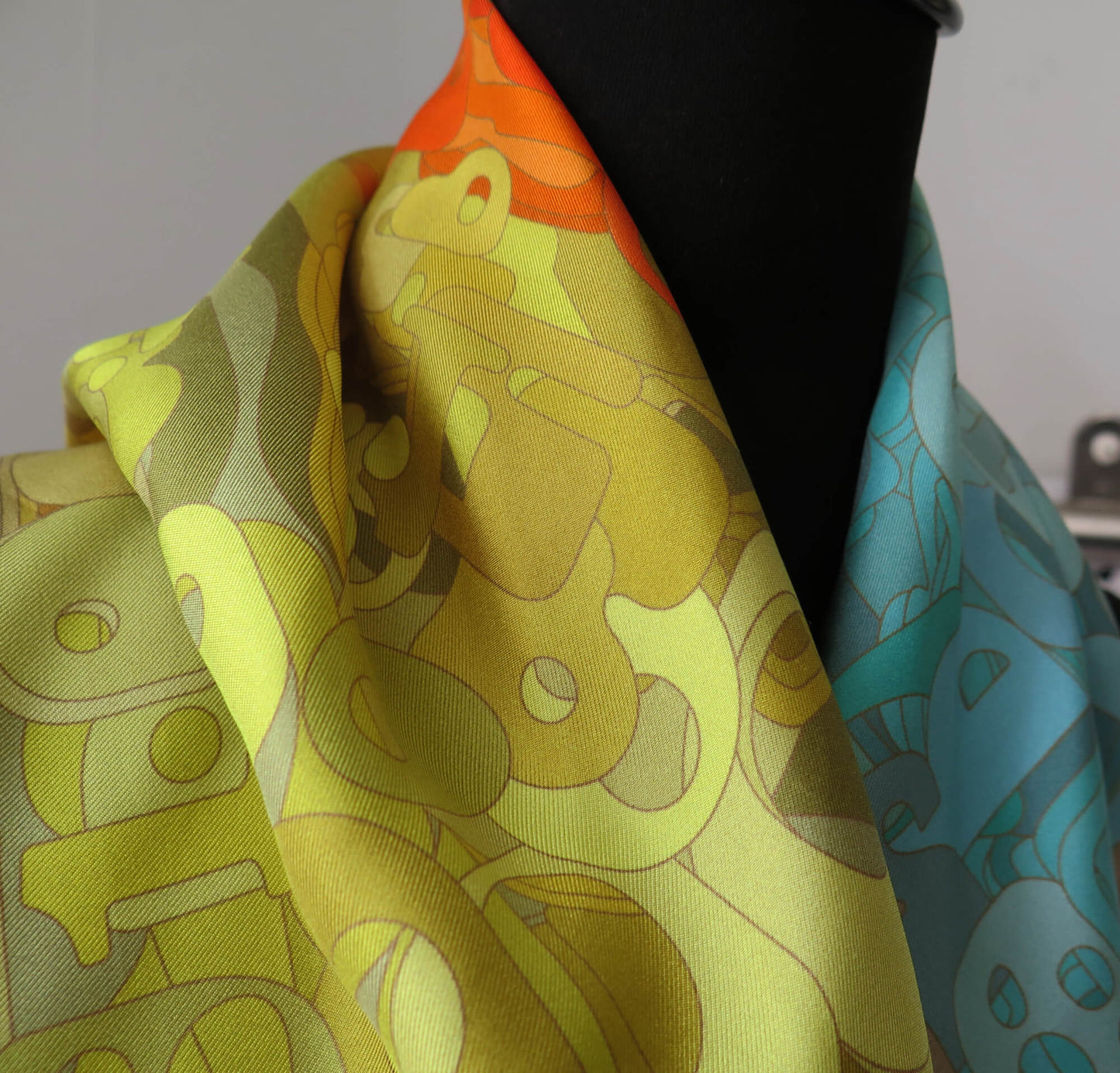 Encryption | Aquarius Collection. Hand Rolled Silk Square