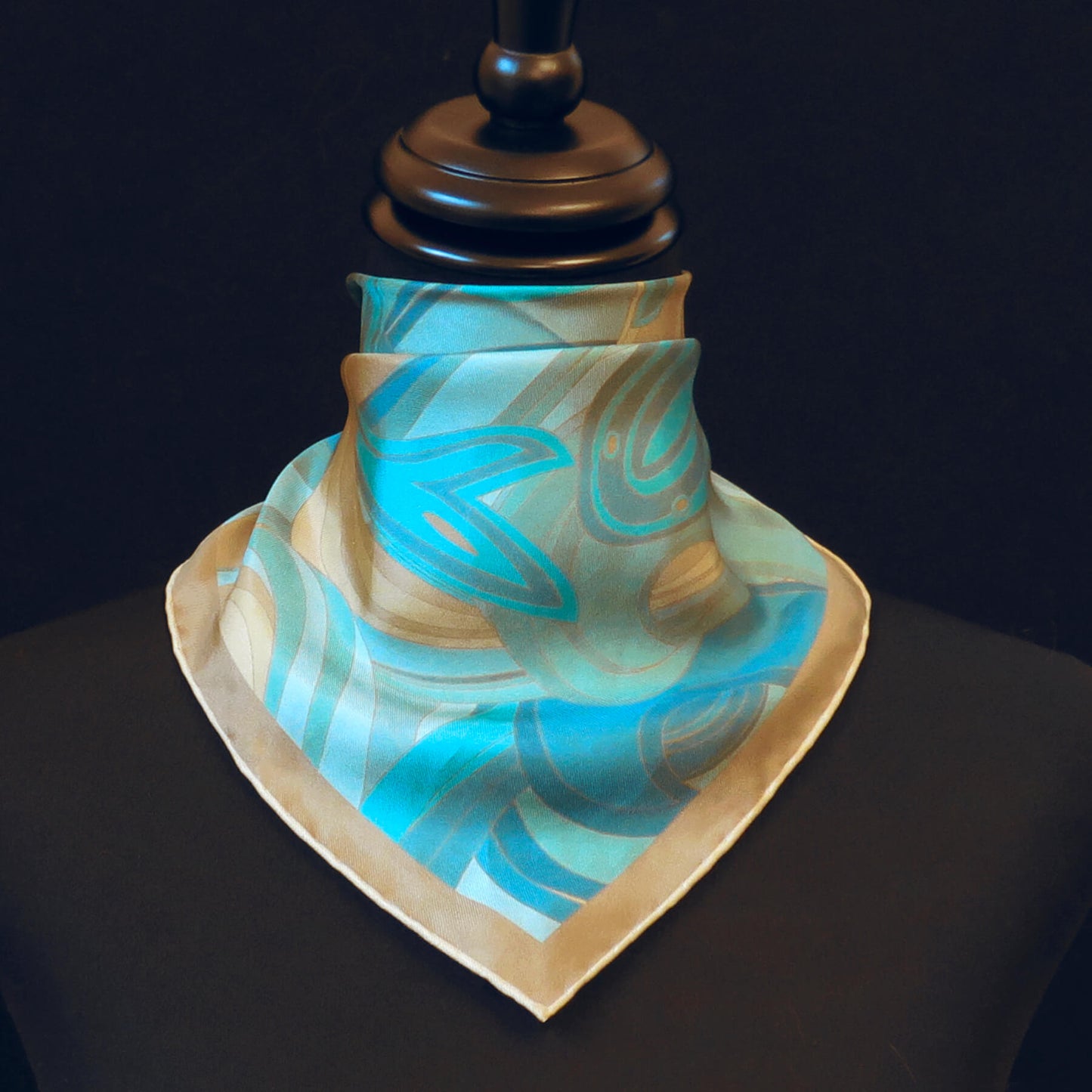 Gold Sea of Neptune | Aquarius Collection. Hand Rolled Silk Square