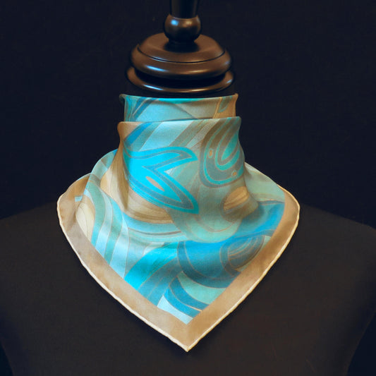 Gold Sea of Neptune | Aquarius Collection. Hand Rolled Silk Square