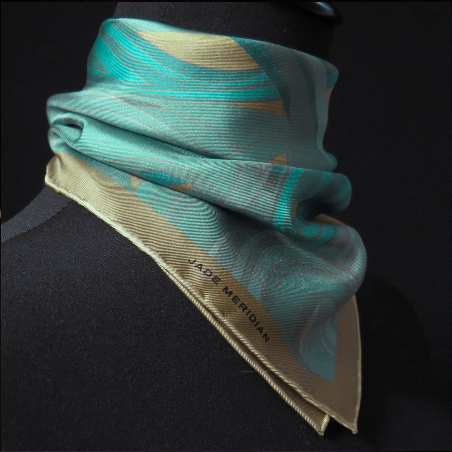 Image of Jade Meridian | Piscea | Aquarius Collection | Pure Silk Scarf | Jade Meridian | Hand Rolled Silk Scarf | Made in England 1