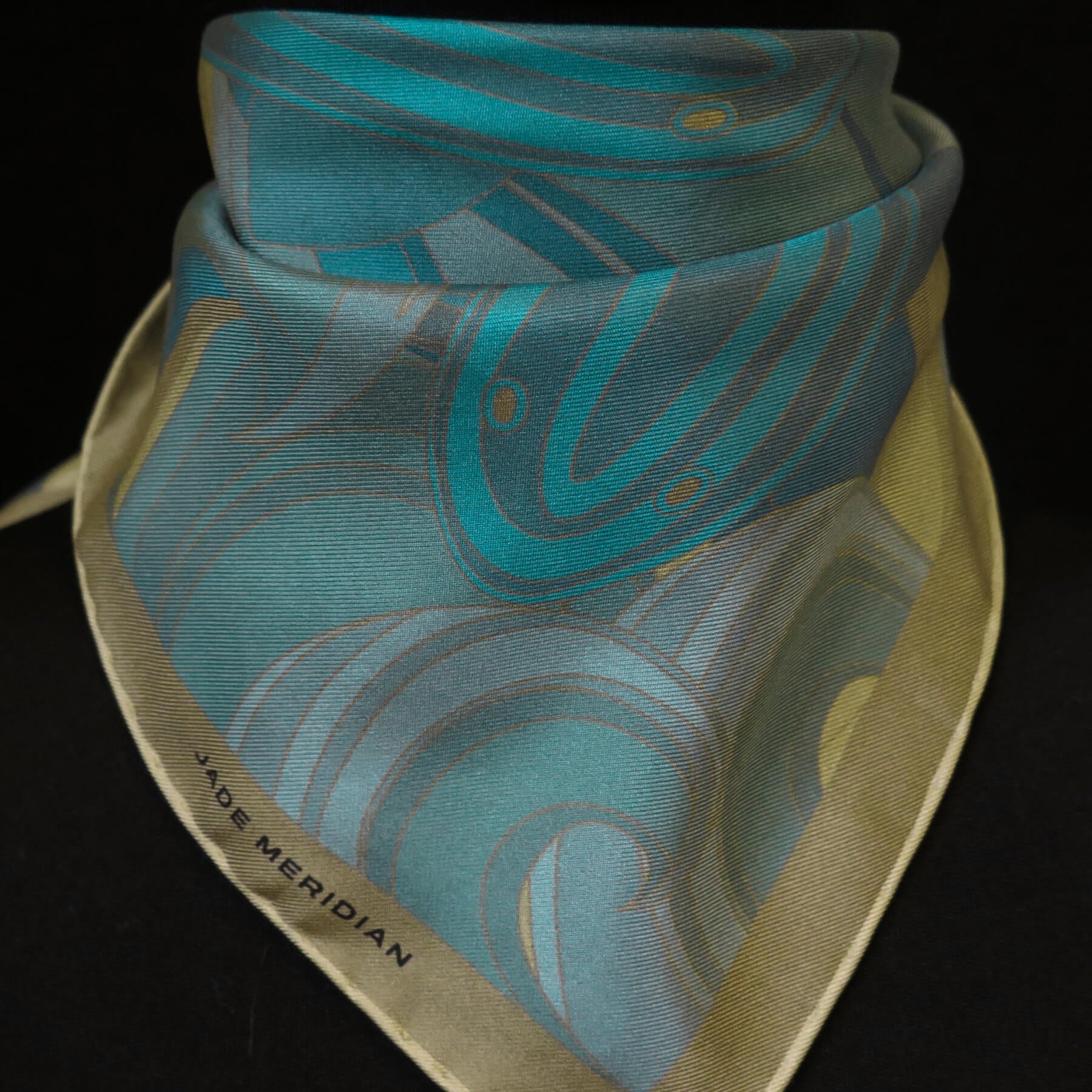 Image of Jade Meridian | Piscea | Aquarius Collection | Pure Silk Scarf | Jade Meridian | Hand Rolled Silk Scarf | Made in England 6