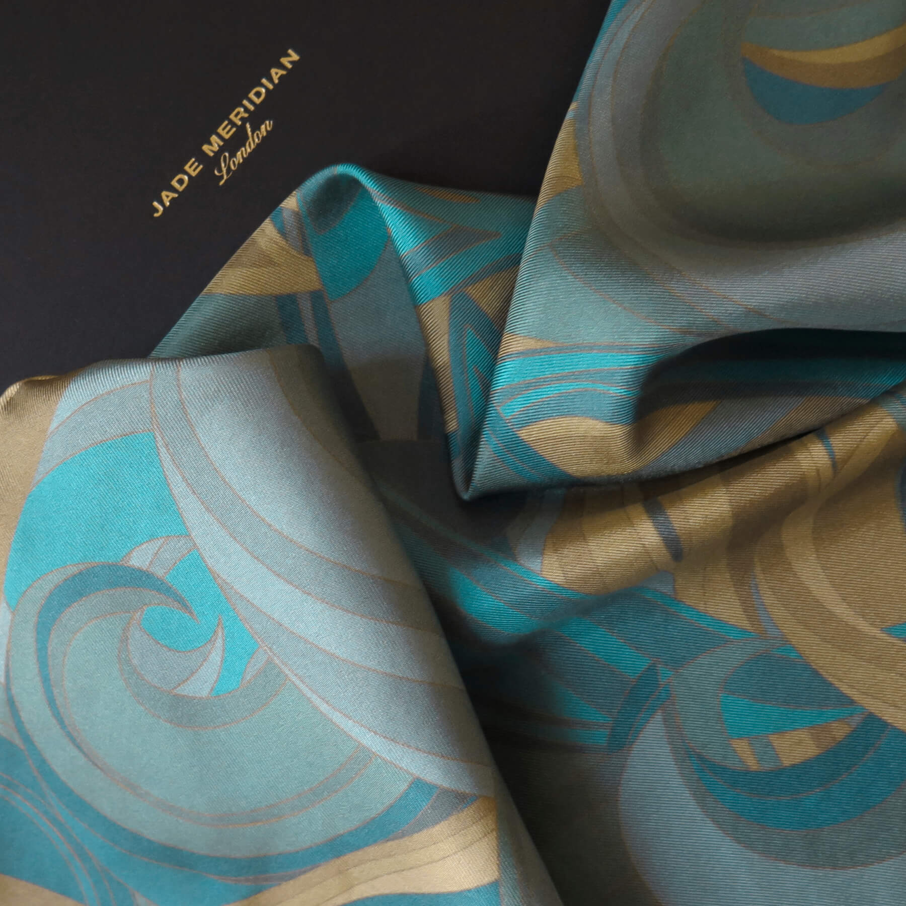 Image of Jade Meridian | Piscea | Aquarius Collection | Pure Silk Scarf | Jade Meridian | Hand Rolled Silk Scarf | Made in England 2