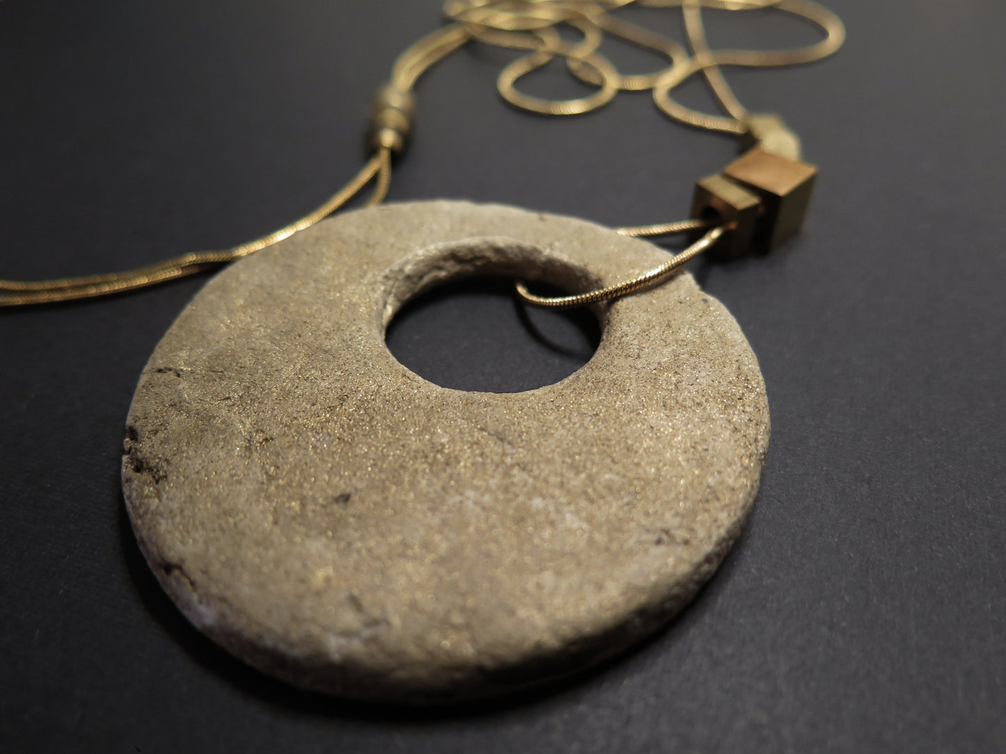 Wild stone eclipse pendant | Raw brass | Gold plate | Adjustable snake chain necklace | 03 | Luxury gift box included