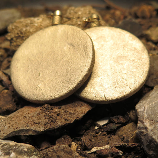 Gold stone large coin earrings with brass detailing