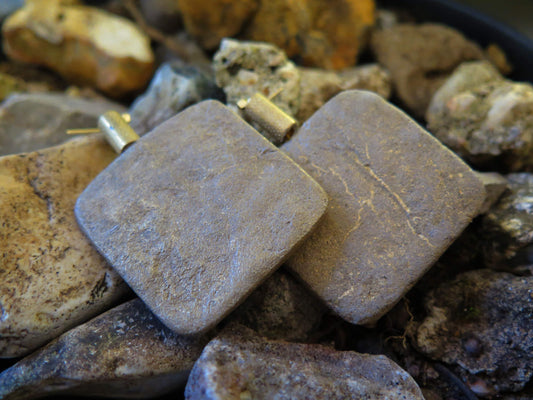 Gold dust tablet | Earrings  | Raw brass and gold plate