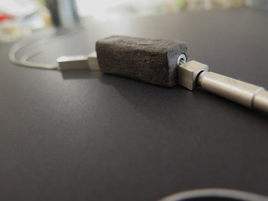 Java Stone | Squared Column pendant | Adjustable length snake chain necklace with brass detailing