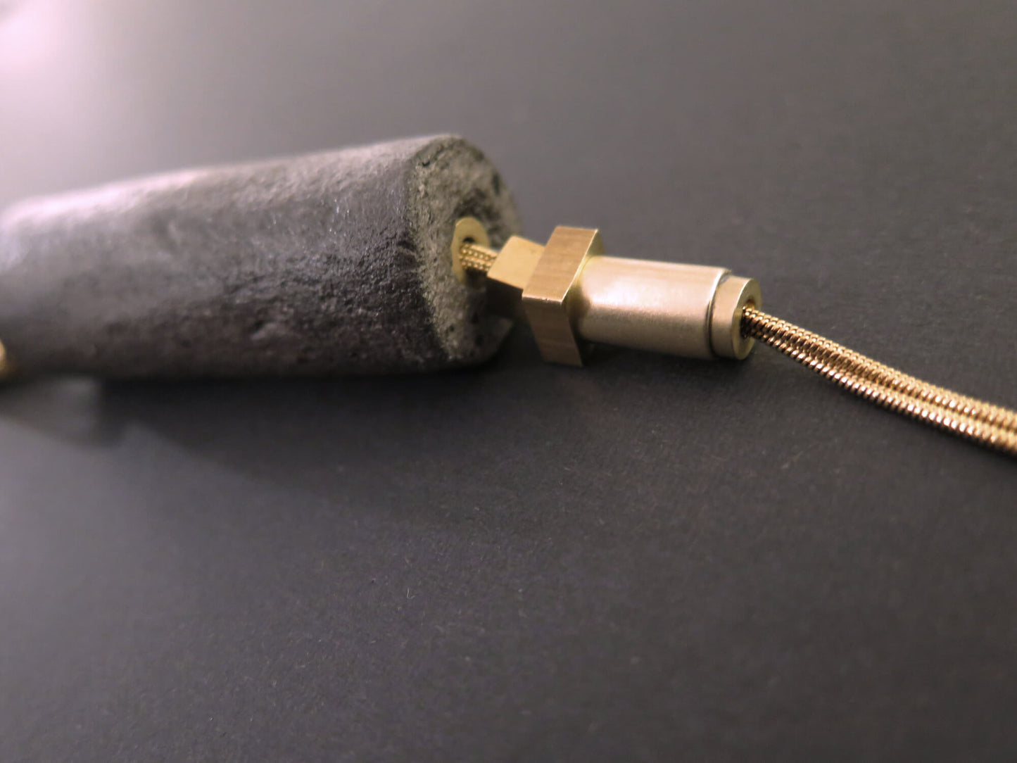 Java Stone | Tubular Column pendant | Adjustable length snake chain necklace with brass detailing