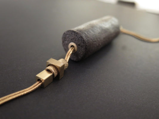 Java Stone | Tubular Column pendant | Adjustable length snake chain necklace with brass detailing