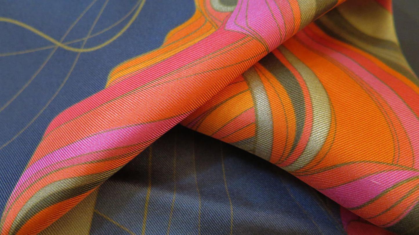 Moon Rising 2 | Aquarius Collection. Hand Rolled Silk Square