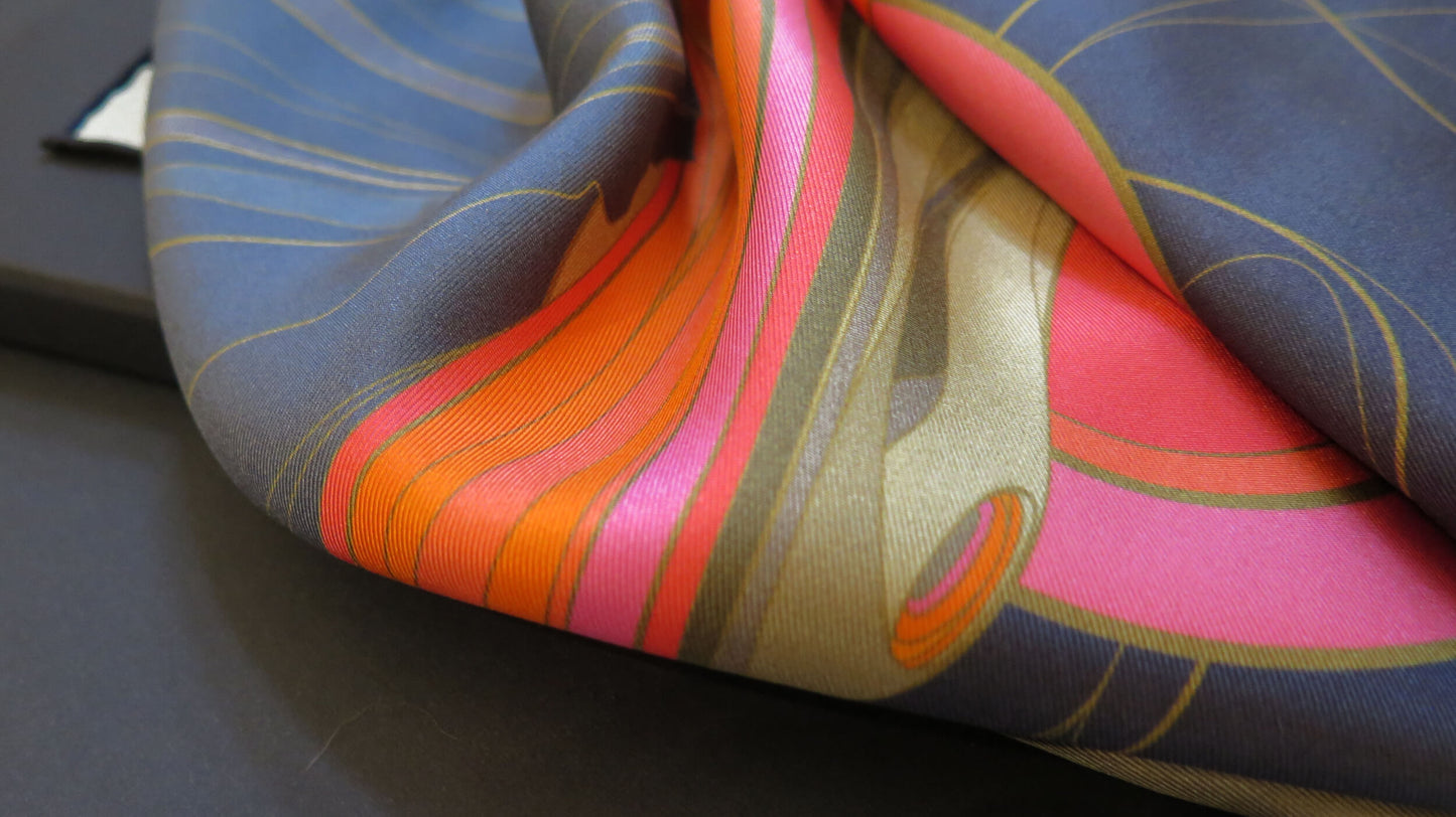 Moon Rising 2 | Aquarius Collection. Hand Rolled Silk Square