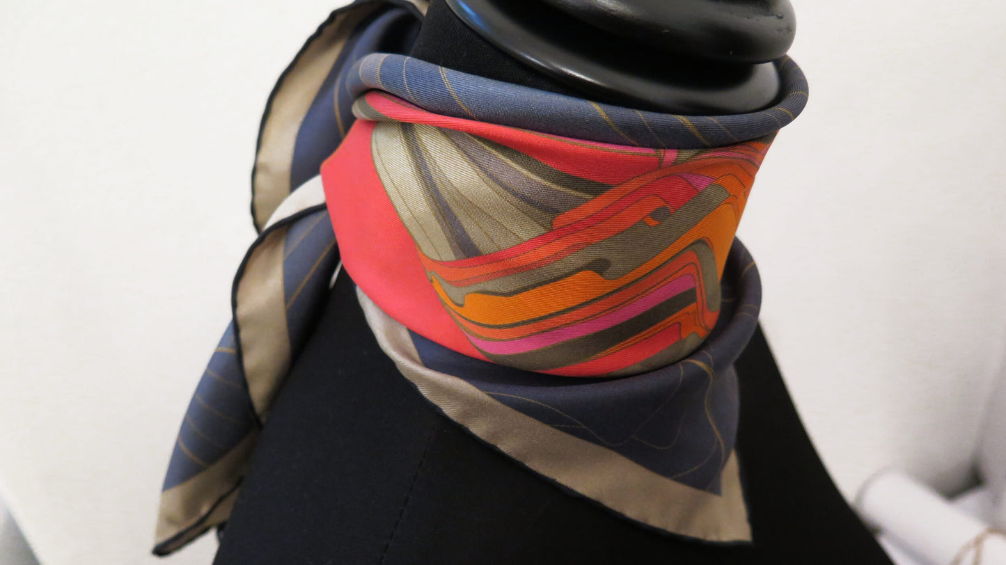 Moon Rising 2 | Aquarius Collection. Hand Rolled Silk Square