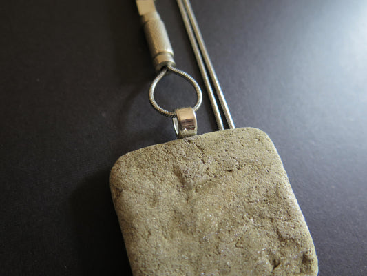 Wild Stone tablet pendant on adjustable length snake chain necklace