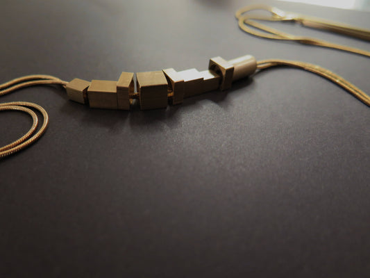 Origins Gold #2 Raw Brass & Gold Plate | Adjustable length necklace with solid bar ends