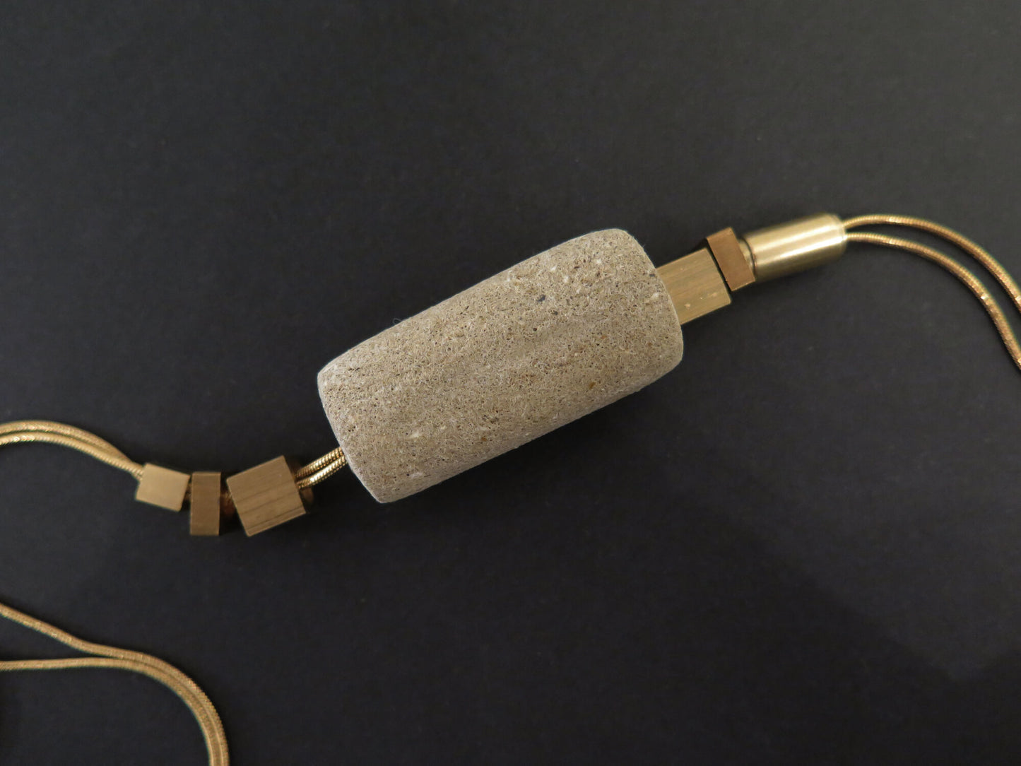Sand Stone tubular column pendant | Adjustable snake chain necklace