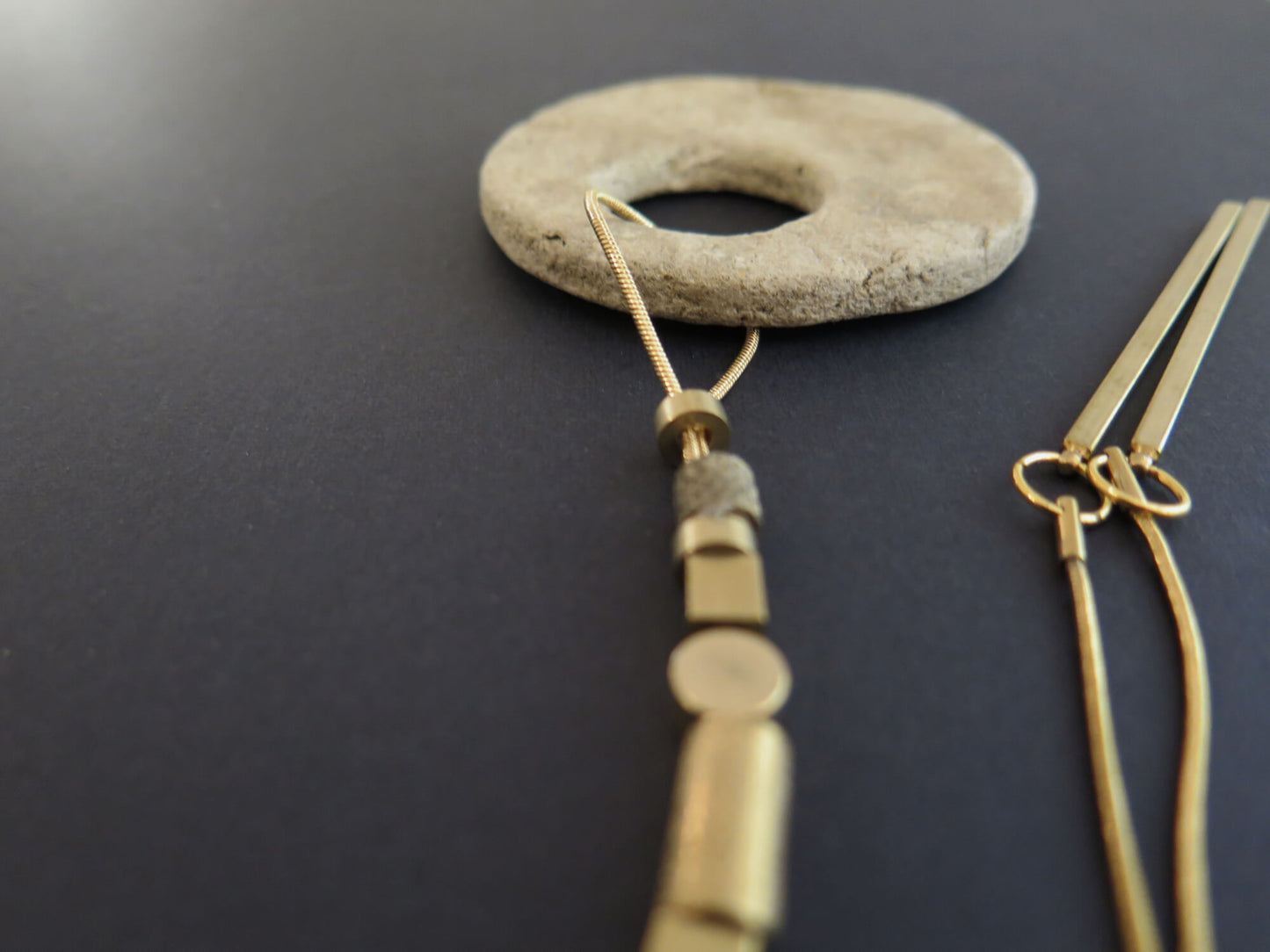 Wild Stone eclipse pendant on adjustable length snake chain necklace